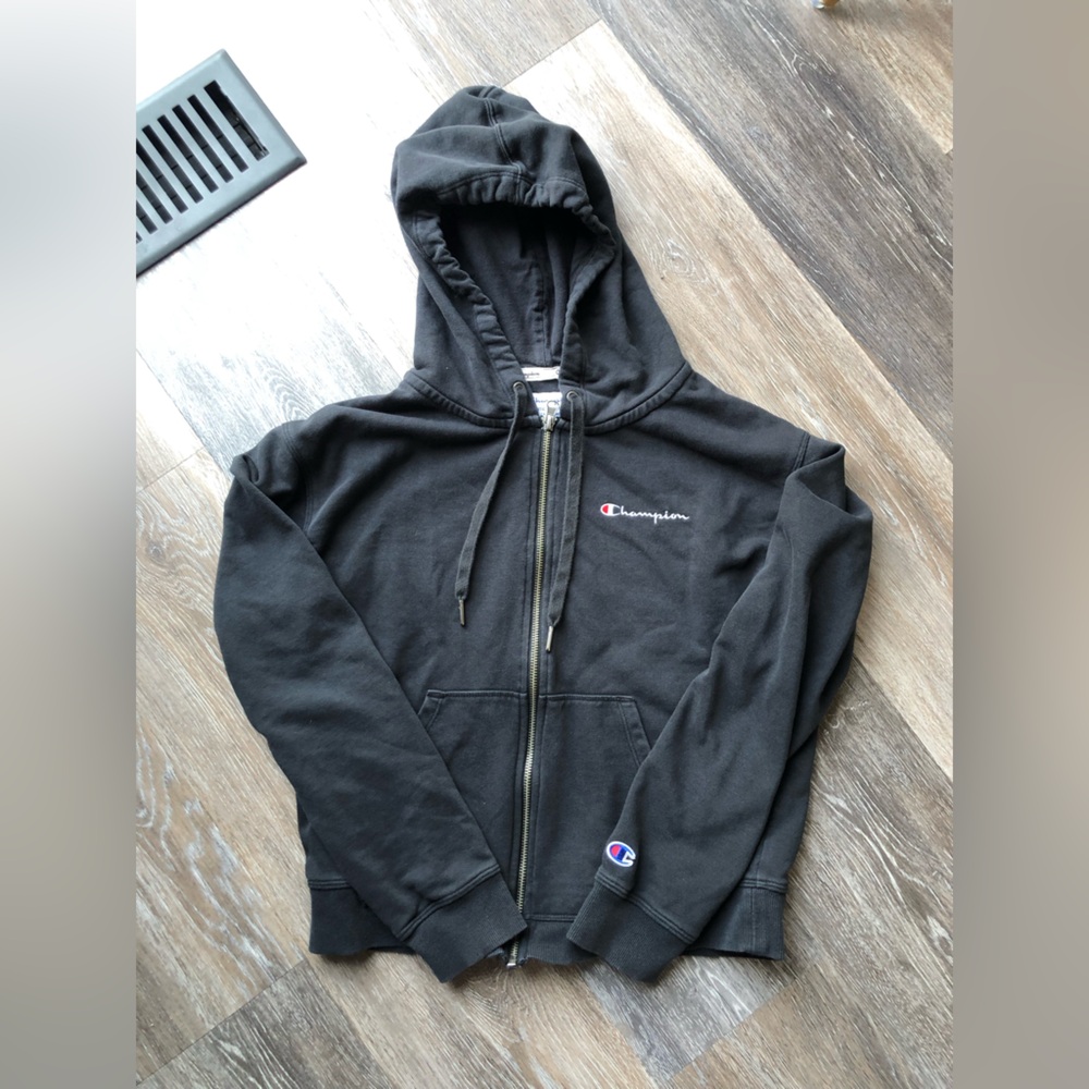 Champion Black Full-Zip Women’s Hoodie Jacket Size Medium